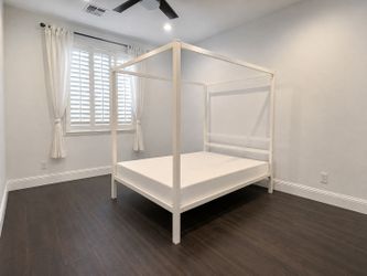 White Four-Poster Canopy Bed Frame