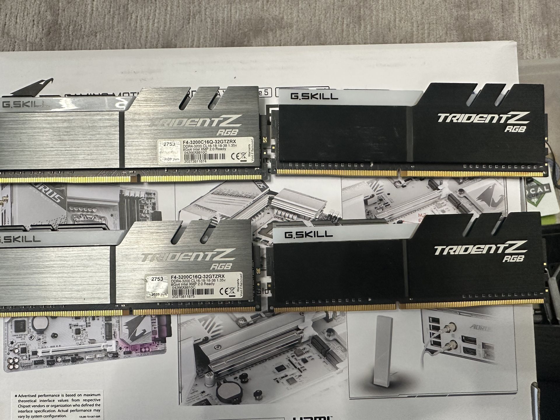 32gb 3200mhz GSKILL Ram 4x8gb