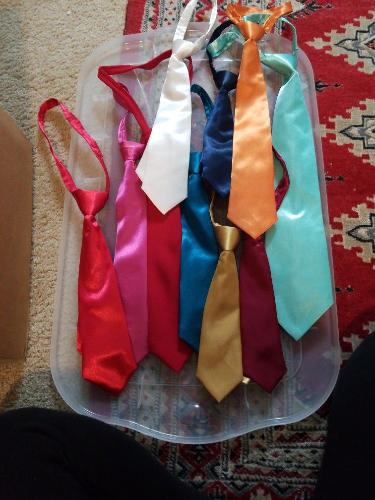 Mens Boys Toddler Neck Ties Satin Red Burgundy Teal Orange Blue Fuschia Turquoise Purple Lilac Lavender