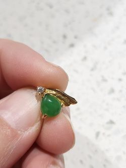 18k Gold Diamond Jade Earrings 