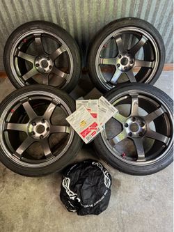 VOLK Rays TE37SL 18x10 set up  wheels tires 5x114.3 bolt pattern