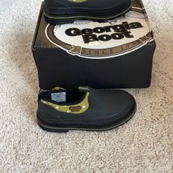 Georgia Boot Black white Green Slip-On Boots kids youth 37 5kdw 
