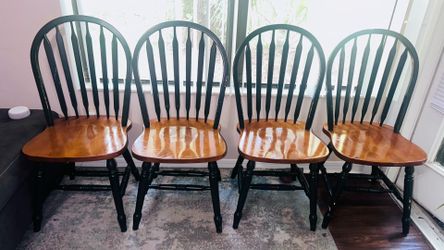 Set of 4 Emerald Green Windsor Wood Dining Chairs
