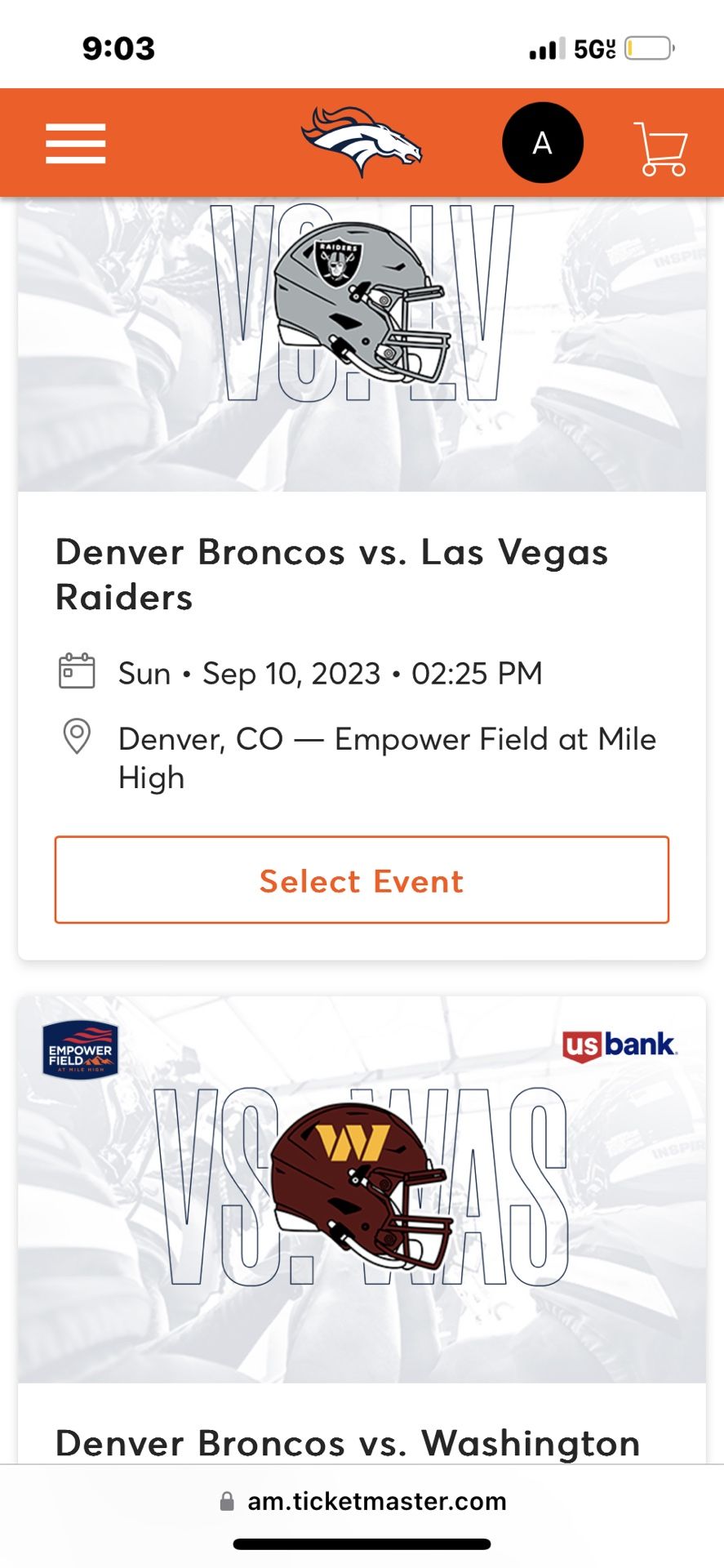 BRONCOS TICKETS