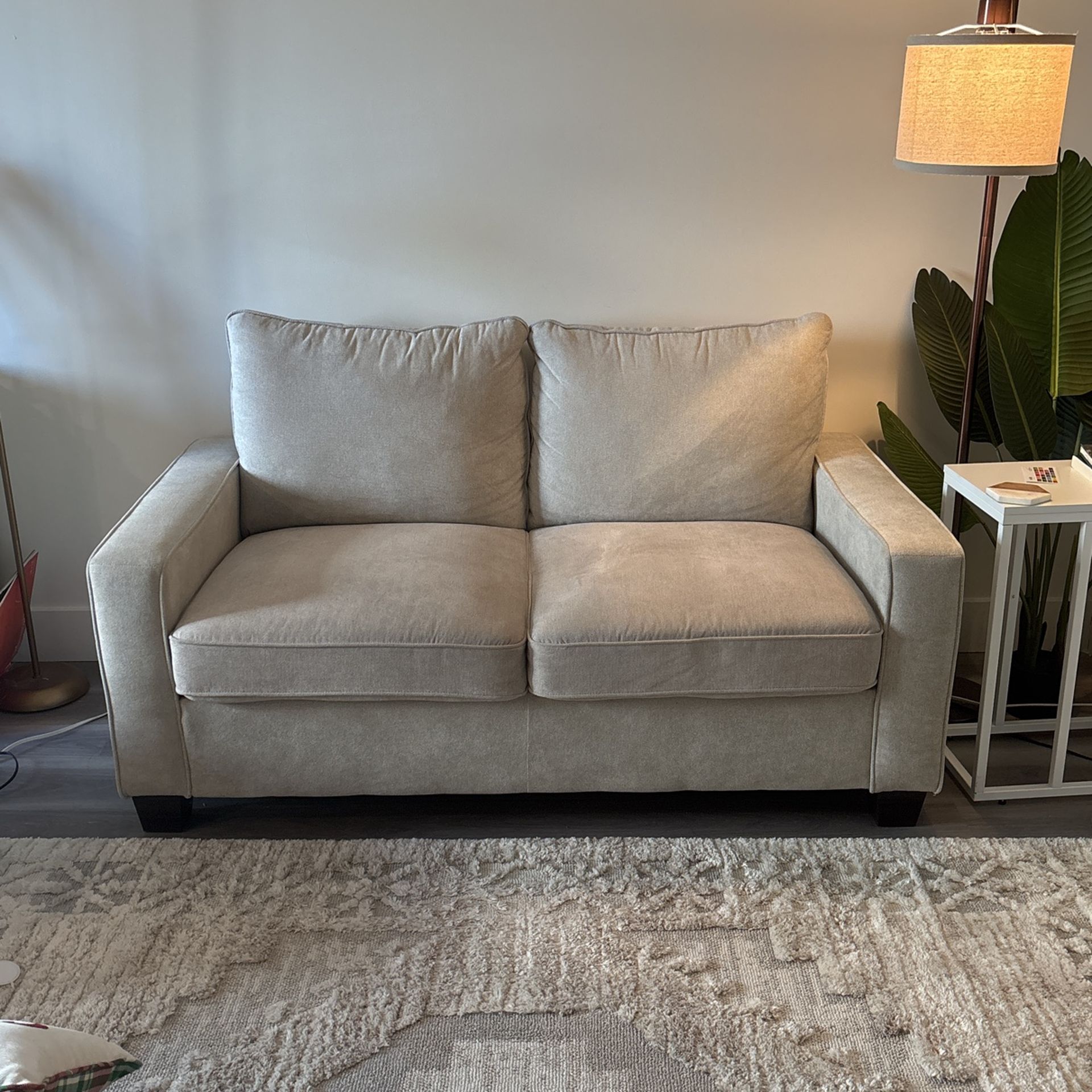 Reid Buff Beige Fabric Loveseat Sofa