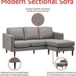Amazon Brand - Rivet Revolve Modern Upholstered Sofa With Reversible Sectional Chaise