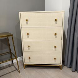 Ivory Shagreen Embossed Tall Chest CB2 Dresser 