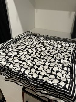 Coach Black And White Handkerchief Bandana Silk Necktie