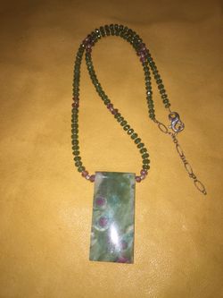Sterling Silver Ruby Fuschite Necklace