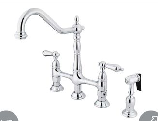 Kingston Brass KS1271ALBS Heritage Bridge Kitchen Faucet, 8-9/16", Polished Chrome