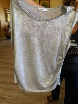 Calvin Klein Silver Metallic Sleeveless Top