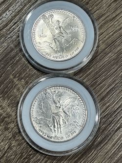 2-1992 One Ounce .999 Fine Silver Libertads in plastic capsule