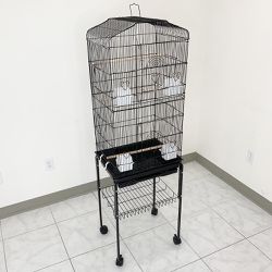 New $55 Small to Medium Bird Cage 60” Tall Parrot Parakeet Cockatiel Bird Cage 18x14x60” Rolling Stand 