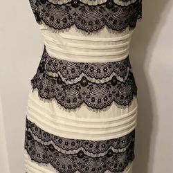 Rare Jax Black And White Lace Cocktail Dress