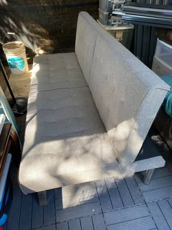 Gray Tufted Fabric Futon Sofa Bed