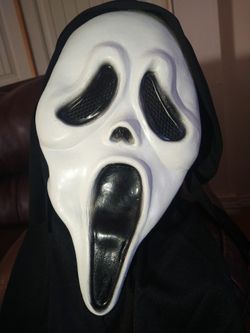Classic OG Scream Mask Latex / Black Cloak with Two Tassels / Ghostface Halloween Masks $10!! 

