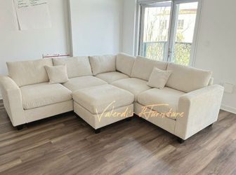 New Sectional Sofa Corduroy Fabric 99x99x34H