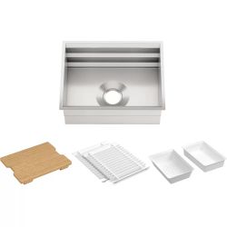 New In Box Prolific Undermount Stainless Steel 23 in. Single Bowl Kitchen Sink with Bonus Bamboo Cutting Boards (6 piece) by