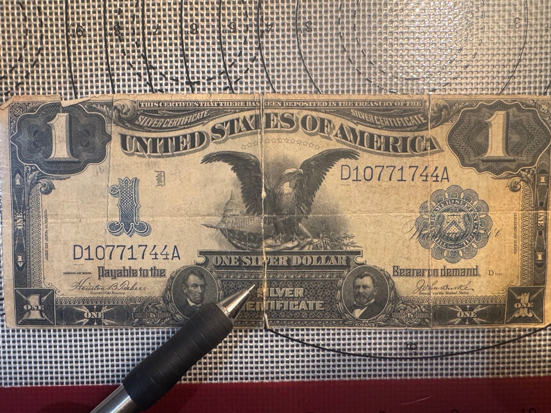 This is an 1899 One Dollar Silver Certificate. Black Eagle Note