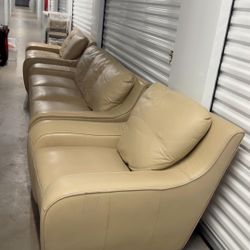 Beautiful authentic leather couch set. (3, 2 and 1 Seater)