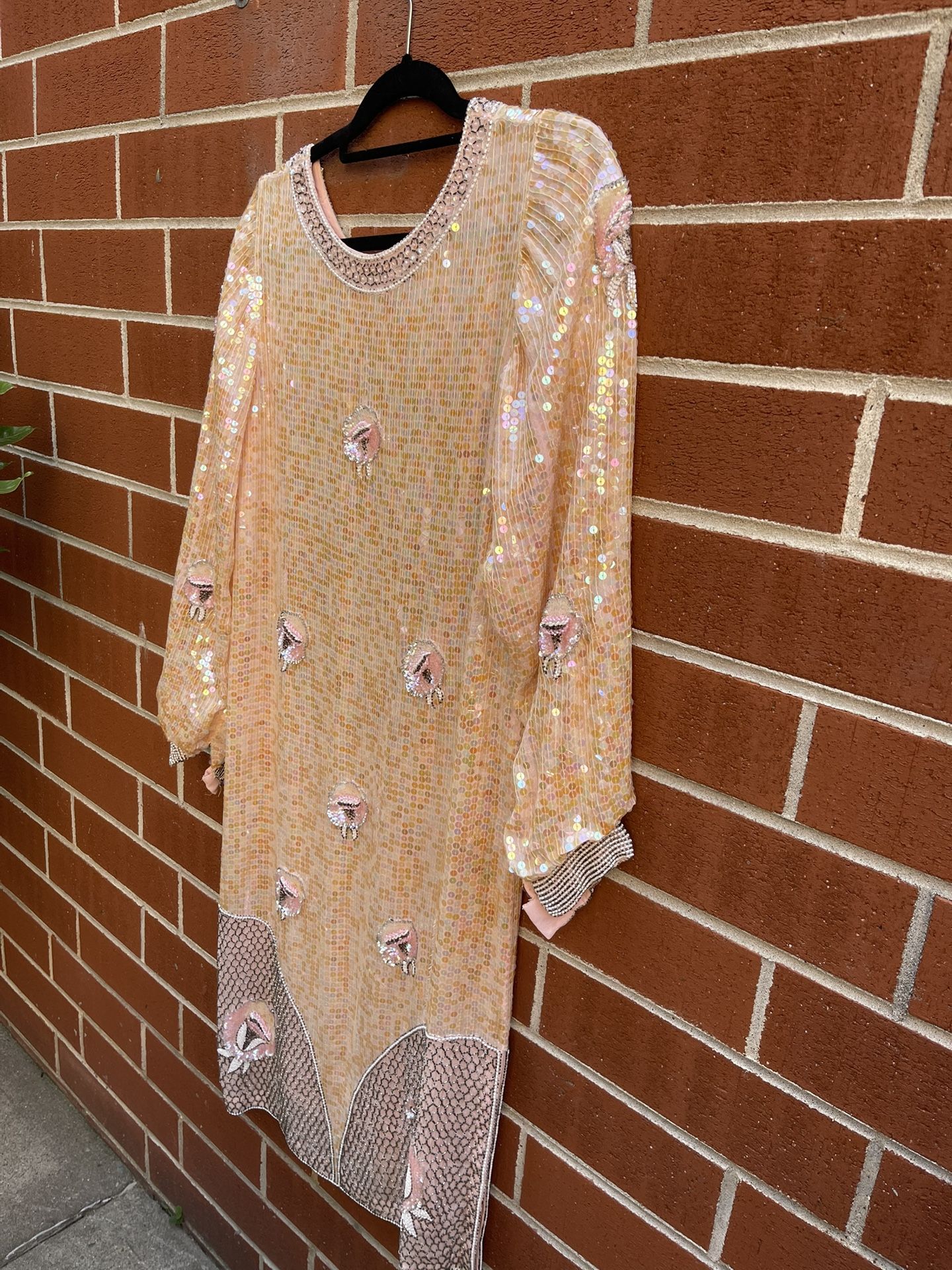 Sequined Peach Mini Dress