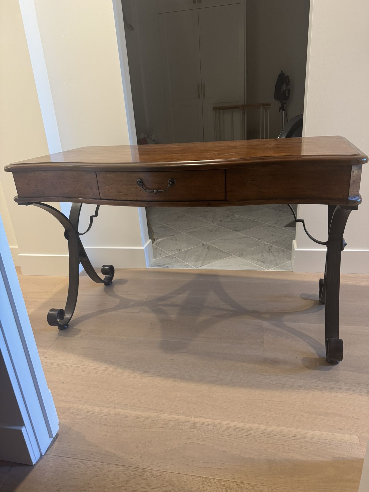 Solid Wood and Wrought Iron Desk