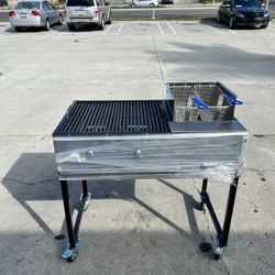 Bbq Grills With Doble Fryer New With Hose And Regulador/ Nuevo 