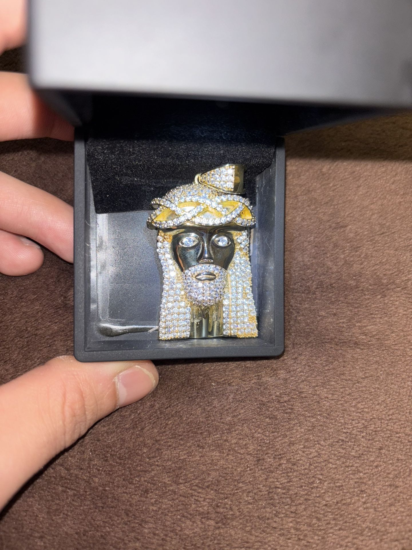 Stamped Gold Jesus Pendent.