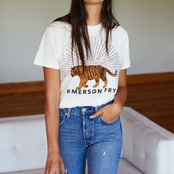 Women’s Emerson Fry Tiger Graphic Print Logo Tee Shirt Small