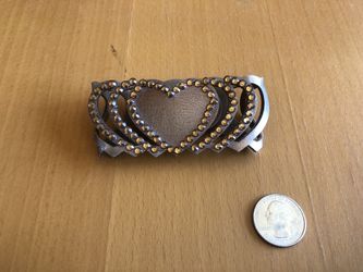 Vegan Leather heart and rhinestone bracelet