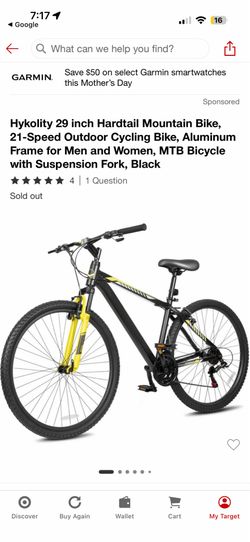 Hykolity 29 inch Hardtail Mountain Bike, 21-Speed Outdoor Cycling Bike, Aluminum Frame for Men and Women, MTB Bicycle with Suspension Fork, Black