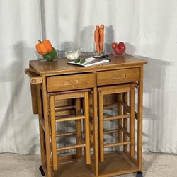 Multi-Functional Breakfast Bar With 2 Stools SPACE SAVER