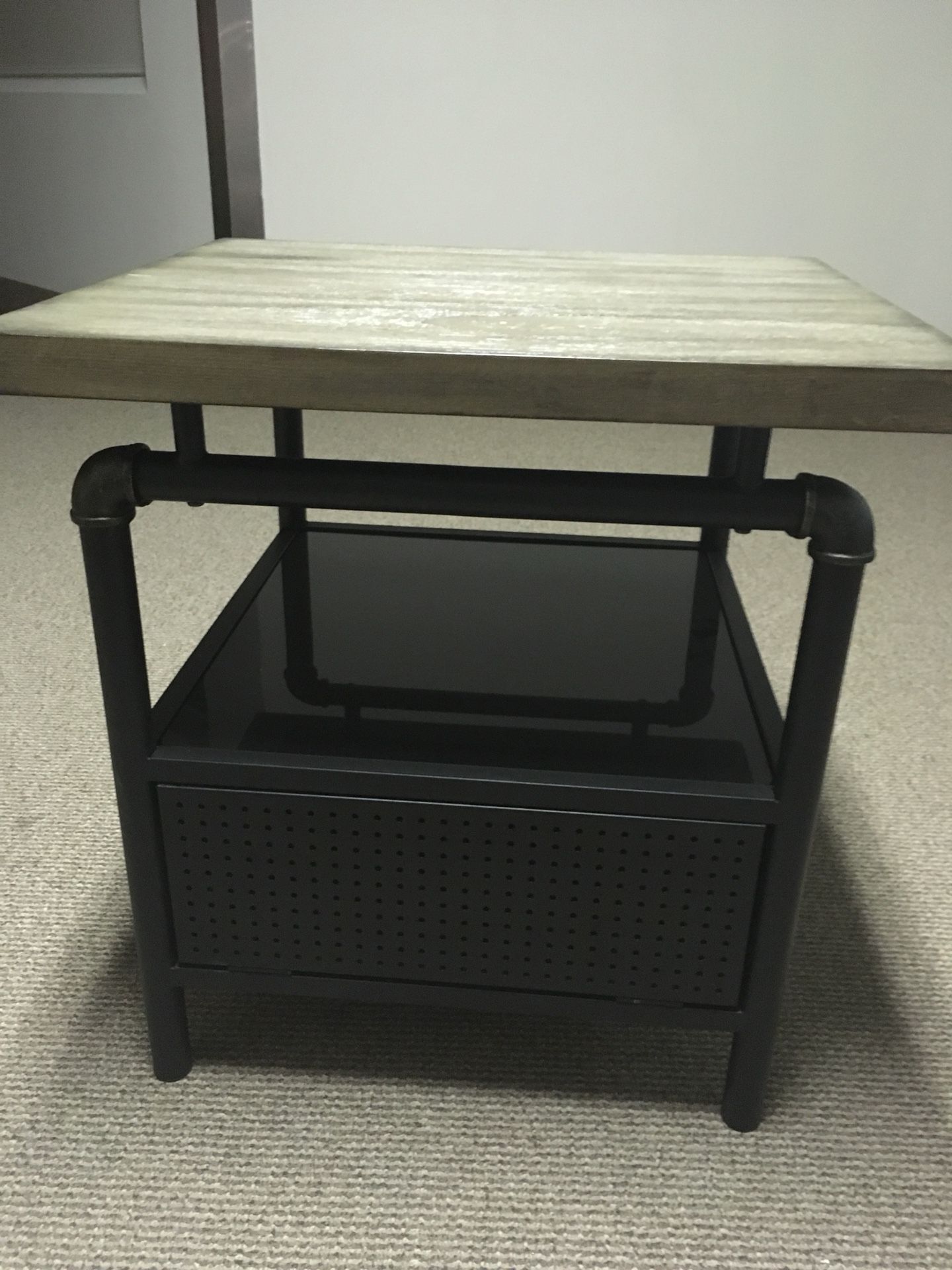 Gray wood top table stand