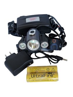 UltraFire 3-LED Light: 4 Modes, Flashing, Rechargeable, Waterproof, Adjustable with Kit