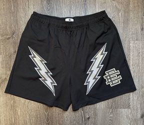 black Eric Emmanuel Basketball Shorts with Graphic Print sizes S/M/L/XL