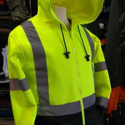 98-3021-G-LIME HI-VIS 2 TONE HOODED SWEATER-Small