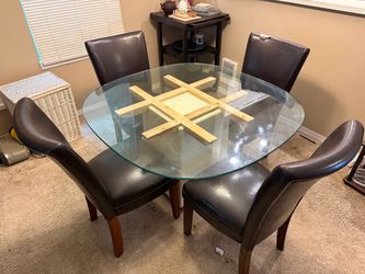 Glass Top Dining Table with 4 Chairs