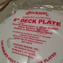 * NEW * 🚩BECKSON 8" Smooth Center Screw-Out BOAT DECK PLATE DP80-W