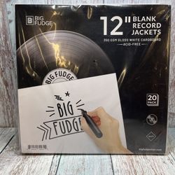 BIG FUDGE 12”Blank Record Jackets. 20 Pack.33 RPM.NIP.Ships Within 24 Hours.