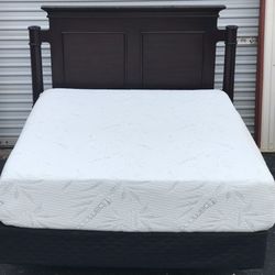 Queen Size Bed with Memory Foam Mattress Set