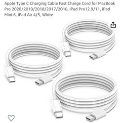 3Pack Apple USB C to USB C Charging Cable 6ft 60W, Long Apple Type C Charging Cable Fast Charge Cord for MacBook Pro 2020/2019/2018/2017/2016, iPad Pr