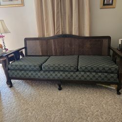 Antique Wicker Back Couch (Reupholstered)