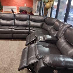 New Power Sectional Sofa With Three Power Recliners On Sale Now Don't Miss