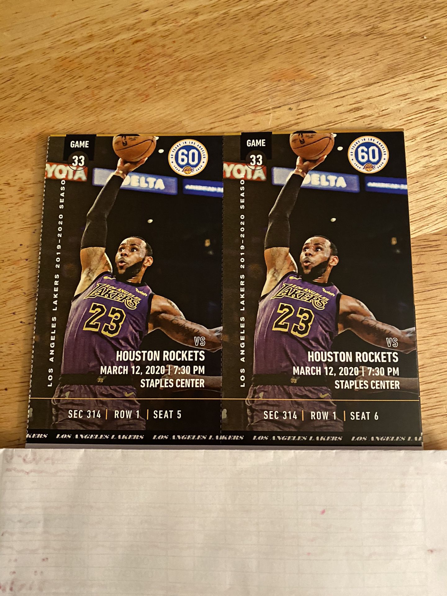 Lakers v Rockets March 12! FLASH SALE