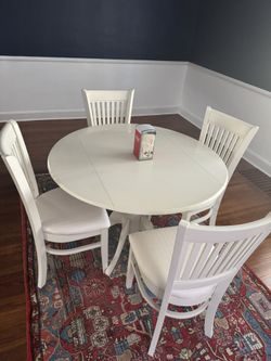 White Round Dining Table + 4 Chairs – $300 OBO