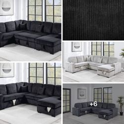 $650. 4Piece Convertible Sectional  Sleeper Sofa ,Chaise Storage ,Sofa Storage & USB Ports