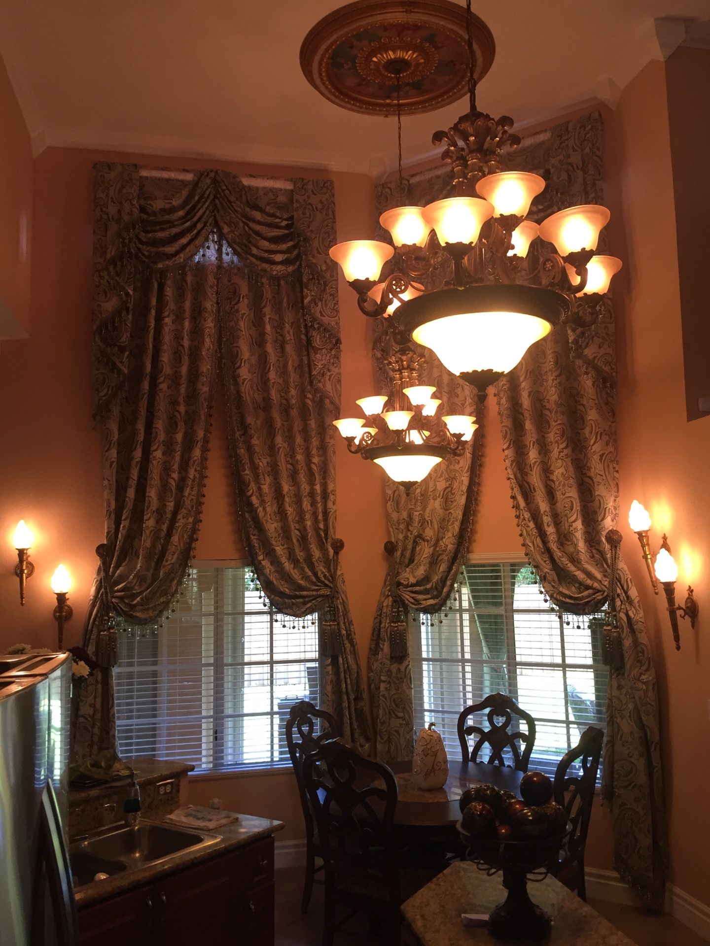 Beautiful silver curtains for any room with high ceilings around 18” foot