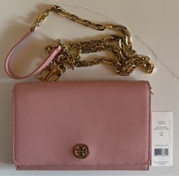 Tory Burch Rose Sachet Pink Leather Chain Crossbody Bag