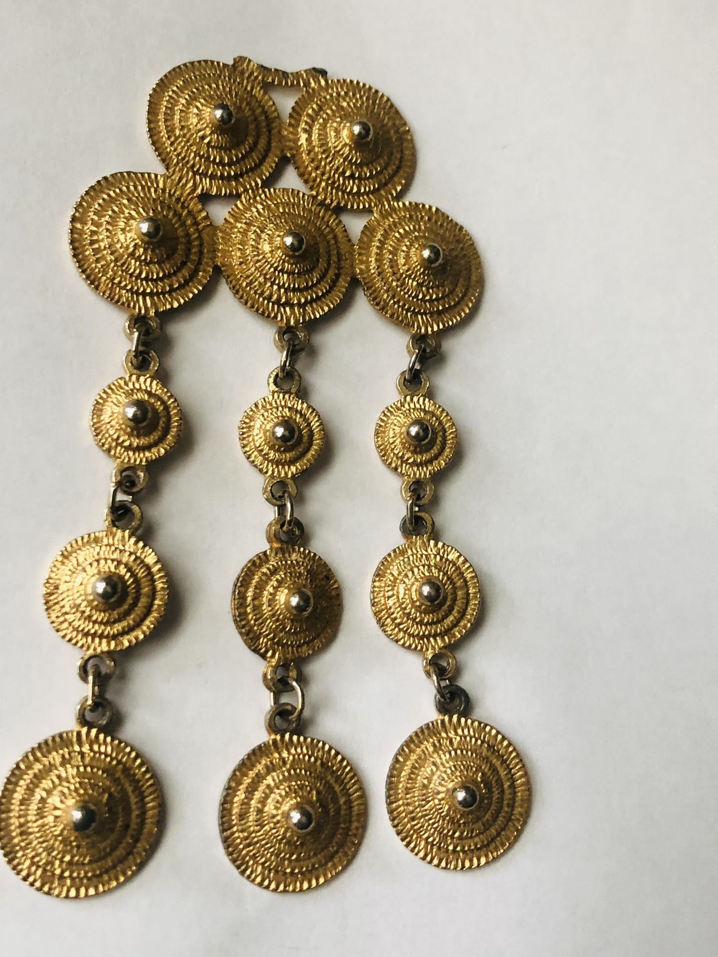 Vintage 5 inch Gold Tone Pendant