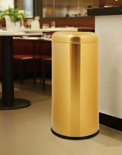 Rubbish Bin Gold,Industrial Waste Container,Stainless Steel Commercial Trash Can